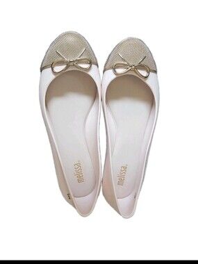 Melissa Beige Gold Wire Bow Jelly Ballet Flats 5